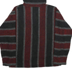 Mens Maroon & Black Striped Hoodie L Acrylic Blend Pullover Casual