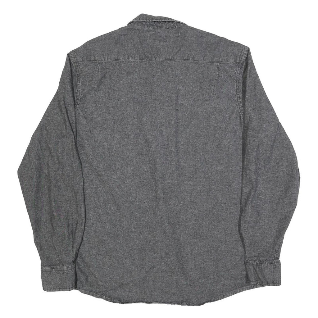 WRANGLER Mens Grey Cotton Blend Shirt L Casual Long Sleeve Button Front