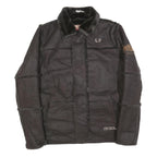 JUST WIN Womens Black Button Jacket L Polyester Blend Faux Shearling Warm