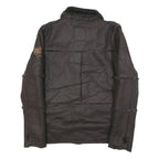 JUST WIN Womens Black Button Jacket L Polyester Blend Faux Shearling Warm