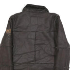 JUST WIN Womens Black Button Jacket L Polyester Blend Faux Shearling Warm