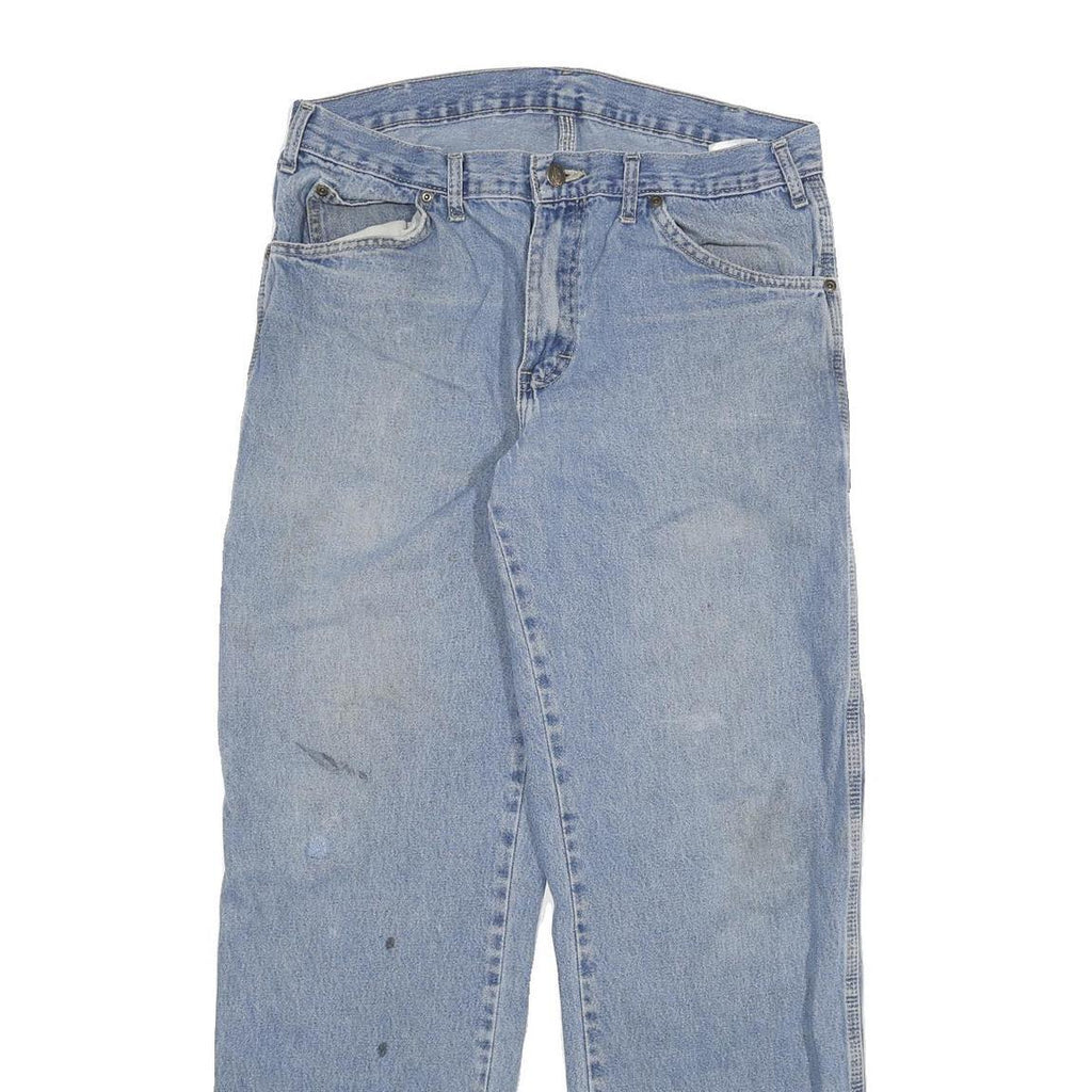 DICKIES Mens Relaxed Light Blue Denim Jeans W32 L30 Workwear Utility Zip Pockets