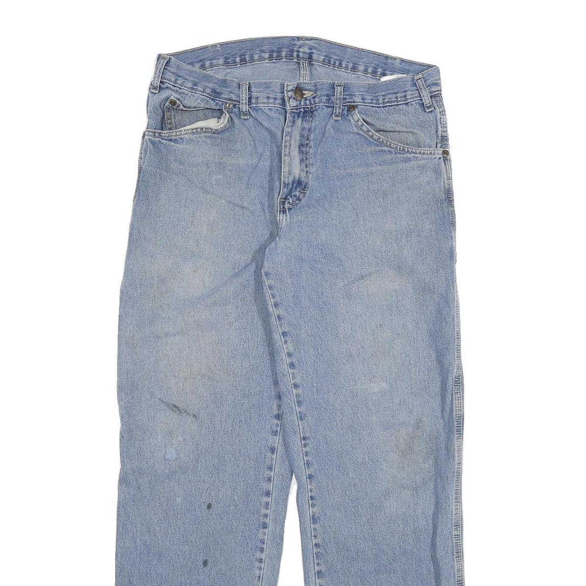 DICKIES Mens Relaxed Light Blue Denim Jeans W32 L30 Workwear Utility Zip Pockets