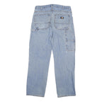 DICKIES Mens Relaxed Light Blue Denim Jeans W32 L30 Workwear Utility Zip Pockets