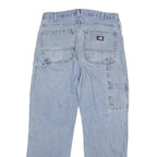 DICKIES Mens Relaxed Light Blue Denim Jeans W32 L30 Workwear Utility Zip Pockets