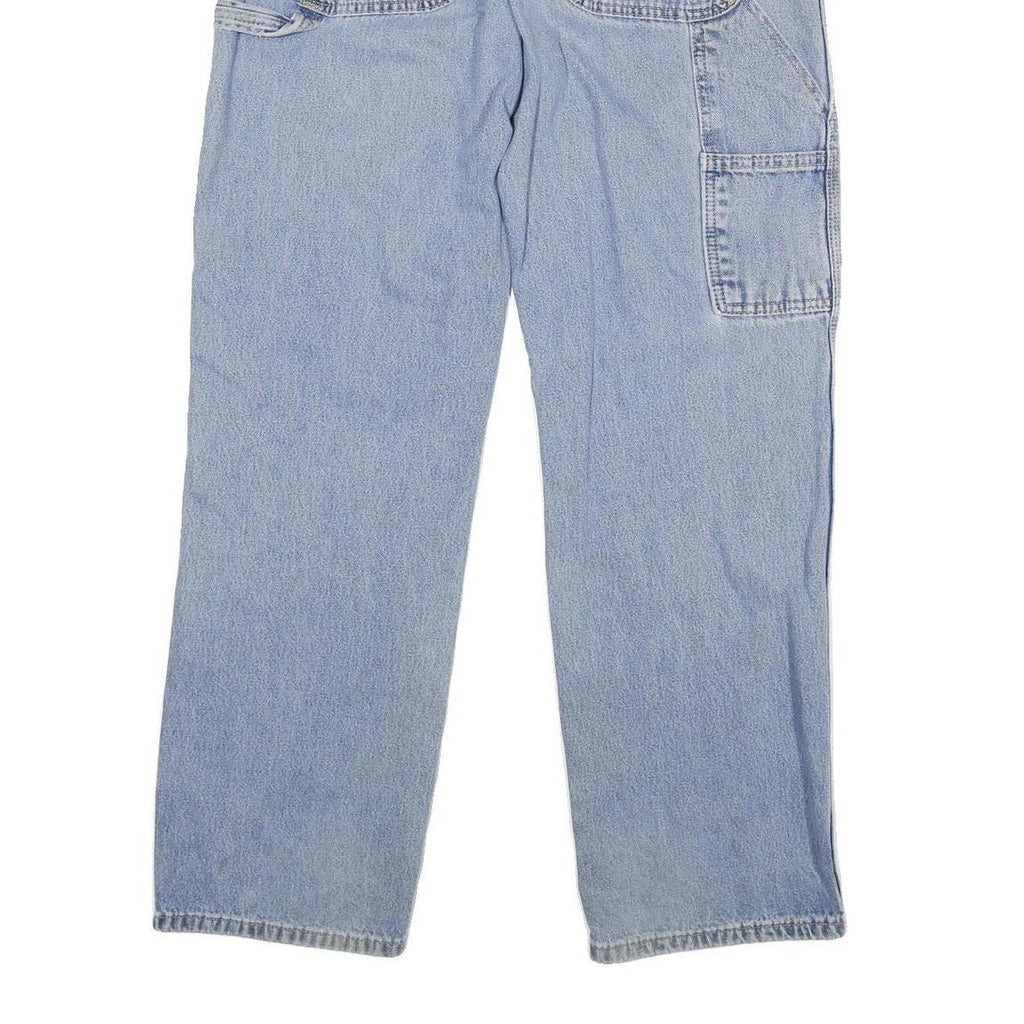 DICKIES Mens Relaxed Light Blue Denim Jeans W32 L30 Workwear Utility Zip Pockets