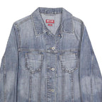 MUSTANG Womens Blue Denim Jacket M Cotton Button Plain Classic Denim Jacket