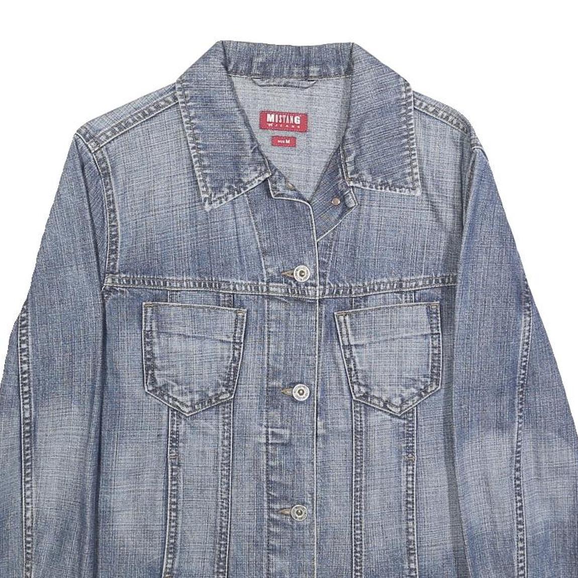 MUSTANG Womens Blue Denim Jacket M Cotton Button Plain Classic Denim Jacket