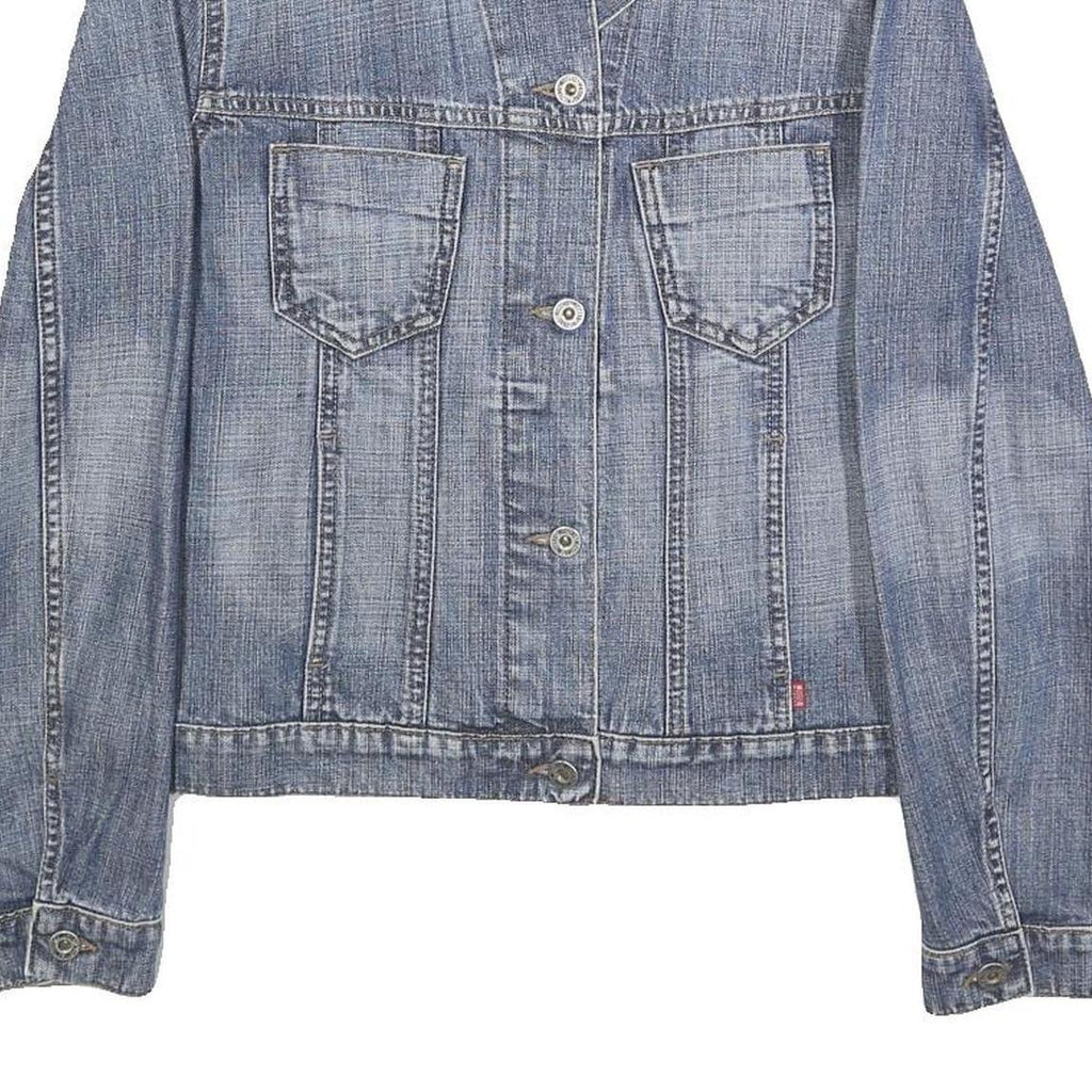 MUSTANG Womens Blue Denim Jacket M Cotton Button Plain Classic Denim Jacket