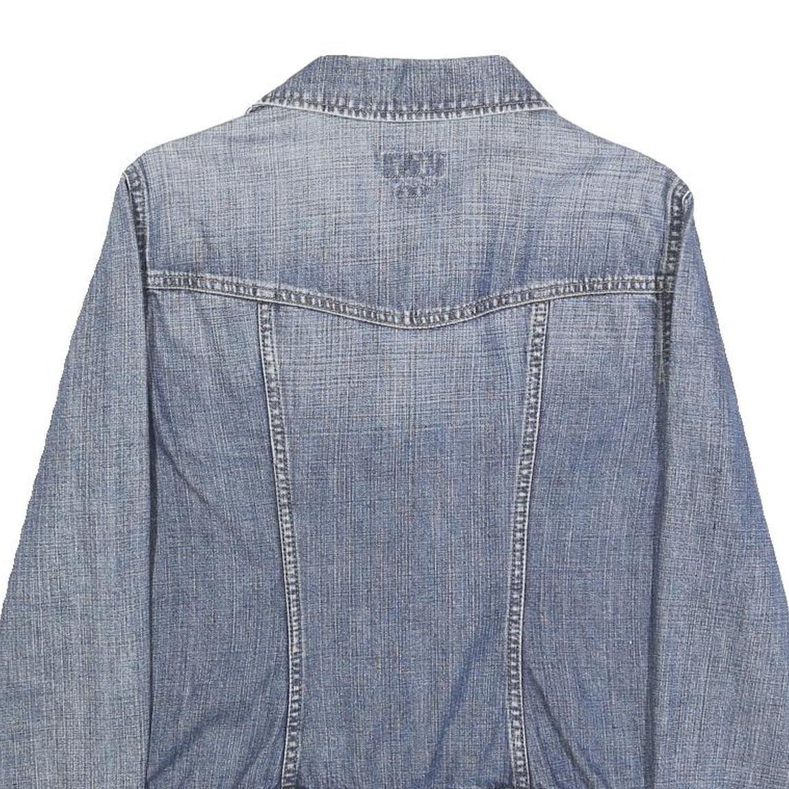 MUSTANG Womens Blue Denim Jacket M Cotton Button Plain Classic Denim Jacket
