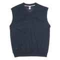 CRANE Lined Mens Blue V-Neck M Sleeveless Cotton Blend Pullover Sweatshirt