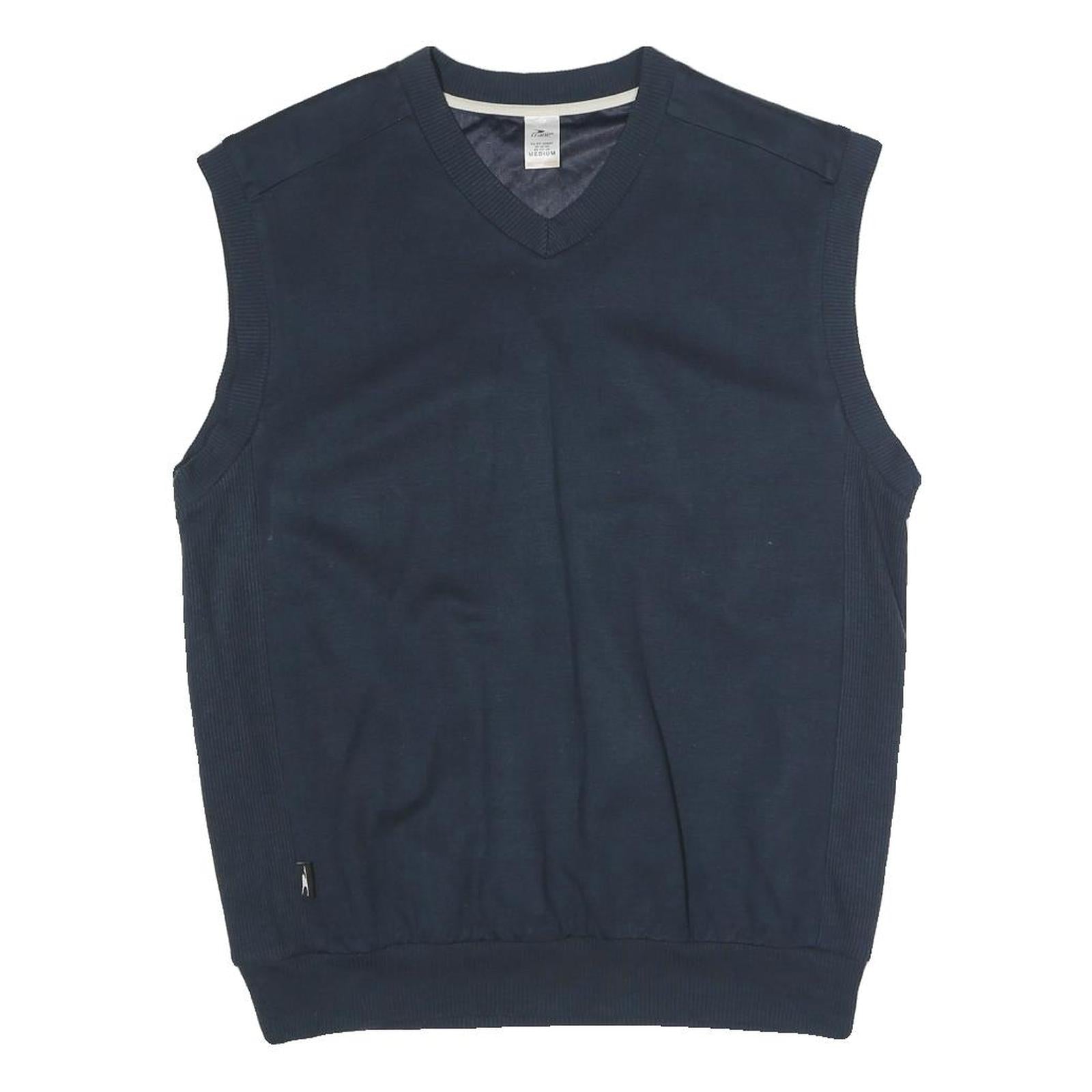 CRANE Lined Mens Blue V-Neck M Sleeveless Cotton Blend Pullover Sweatshirt