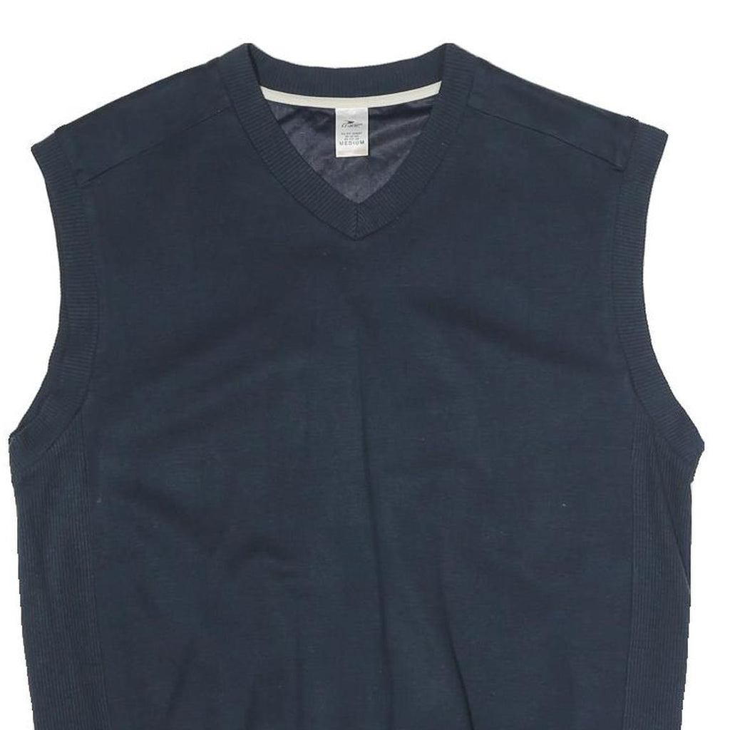 CRANE Lined Mens Blue V-Neck M Sleeveless Cotton Blend Pullover Sweatshirt