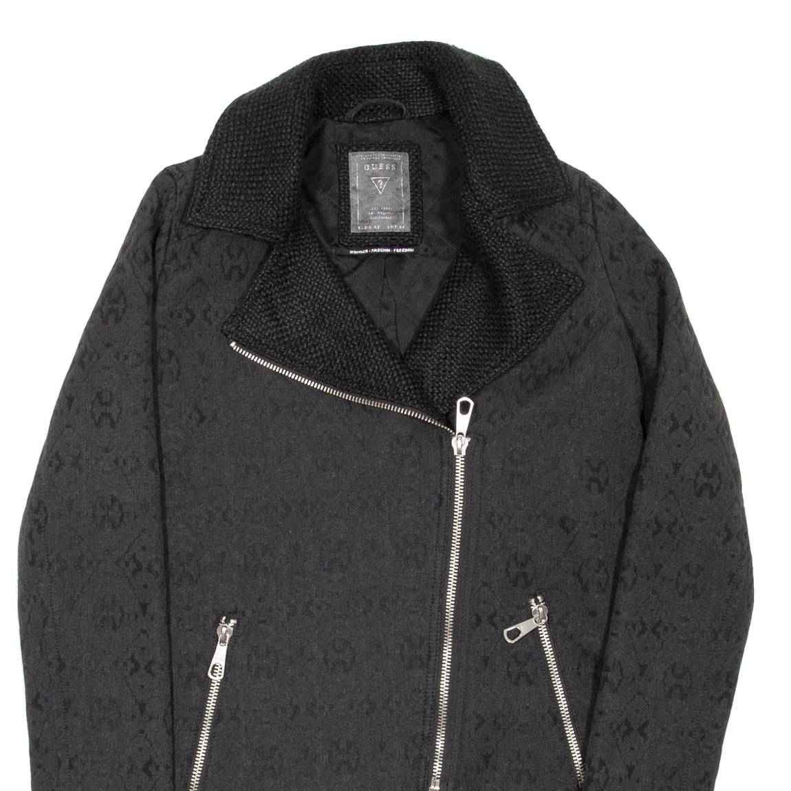 GUESS Womens Jacket Black Geometric UK 6