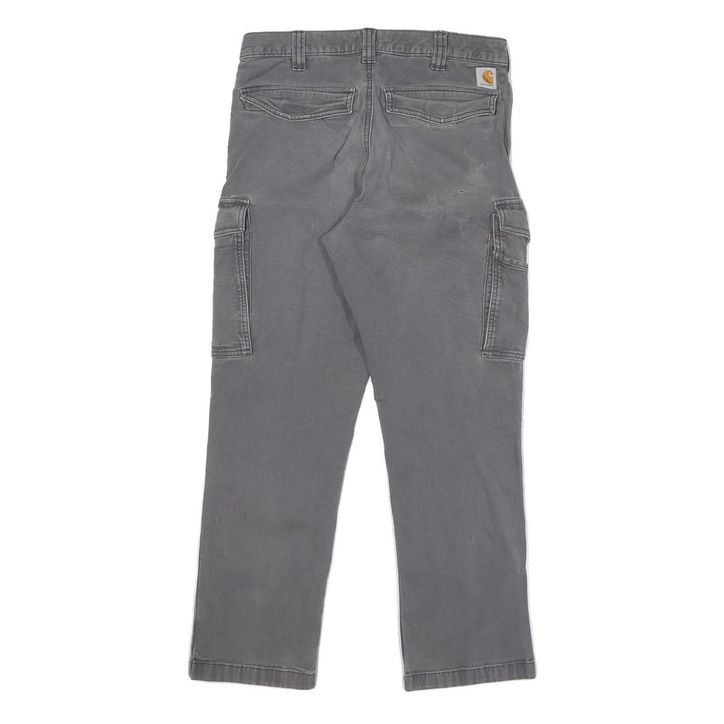 CARHARTT Mens Cotton Blend Grey Relaxed Cargo Trousers W30 L28 Workwear