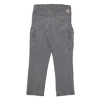 CARHARTT Mens Cotton Blend Grey Relaxed Cargo Trousers W30 L28 Workwear