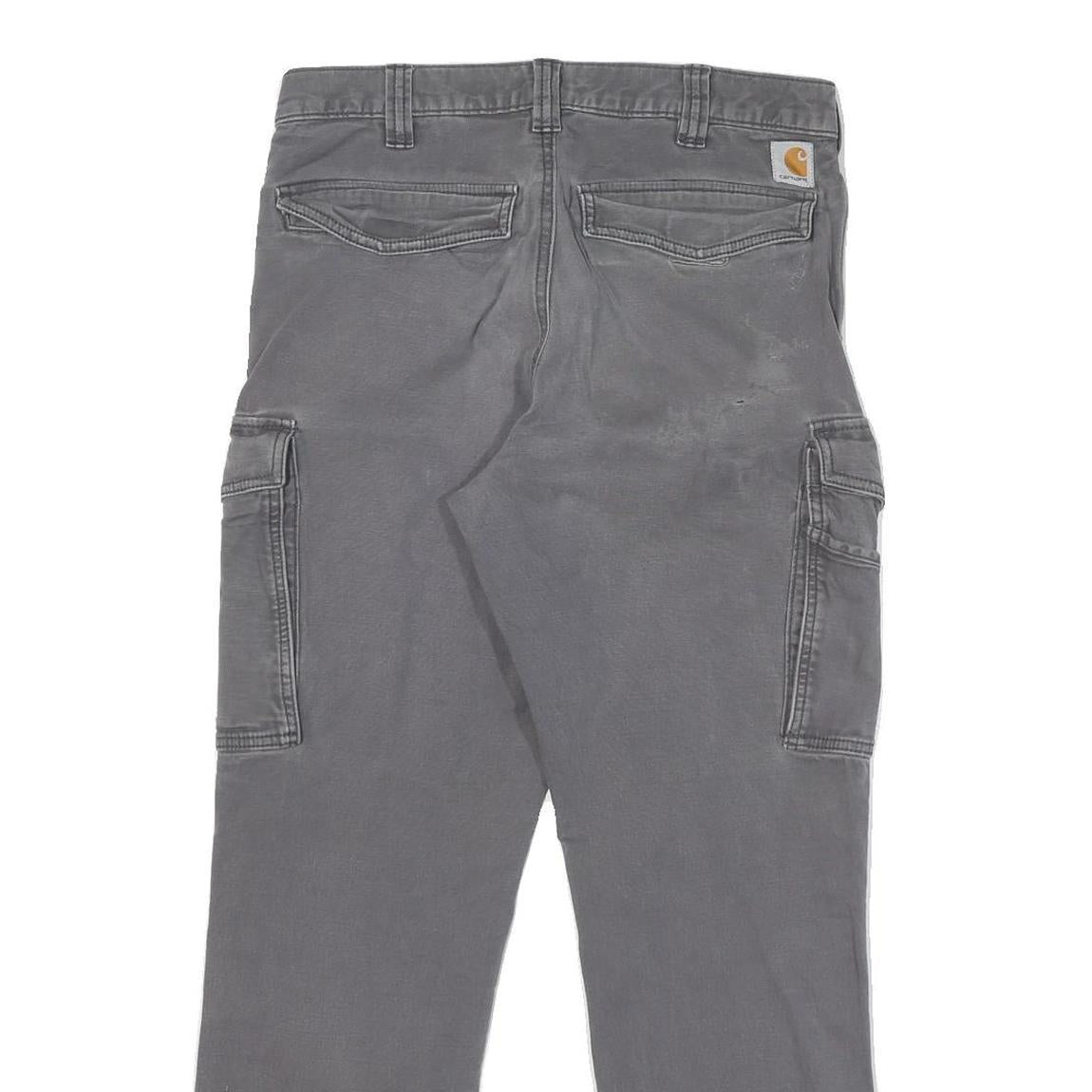 CARHARTT Mens Cotton Blend Grey Relaxed Cargo Trousers W30 L28 Workwear