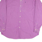 NAUTICA Mens Purple L Button Down Cotton Blend Shirt Classic Fit Casual Wear