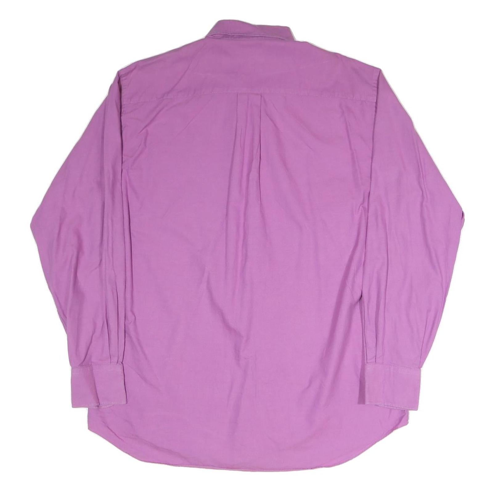 NAUTICA Mens Purple L Button Down Cotton Blend Shirt Classic Fit Casual Wear