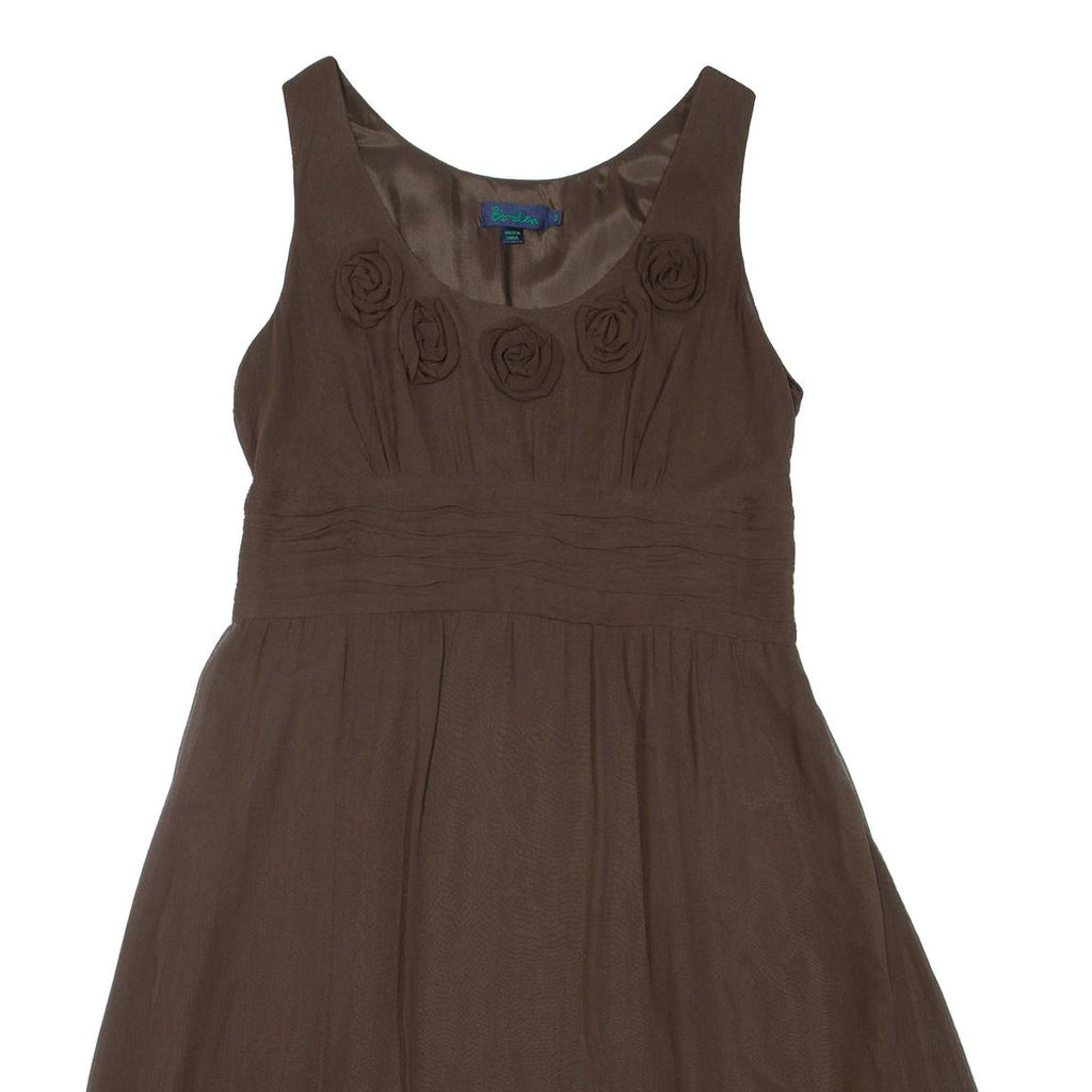 BODEN Womens Day Dress Brown Silk Sleeveless Knee Length XL
