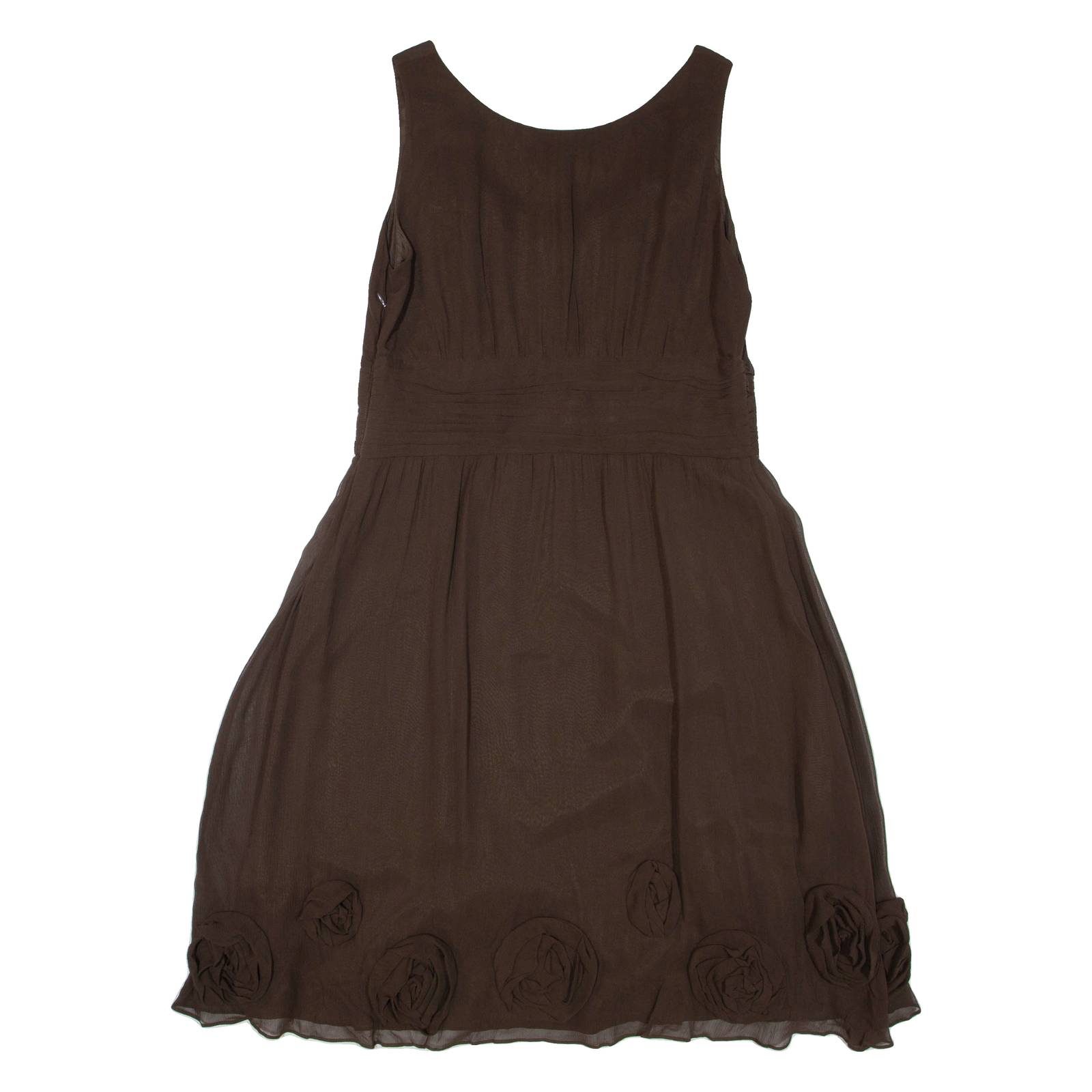 BODEN Womens Day Dress Brown Silk Sleeveless Knee Length XL