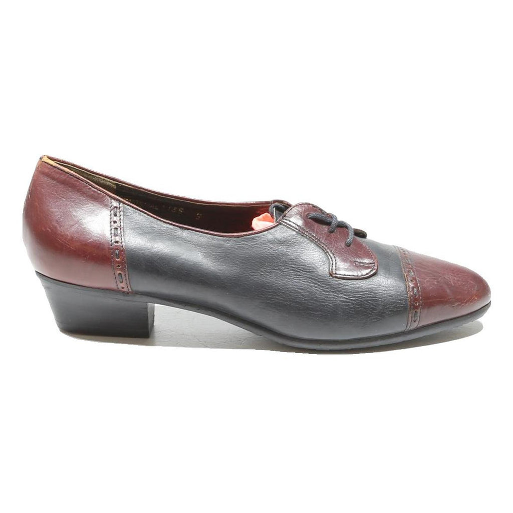 LEONARDO DA VINCI Womens Lace-Up Leather Two Tone Oxford Shoes UK 5 Elegant