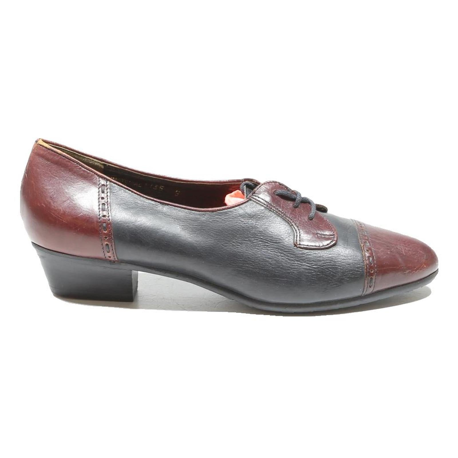 LEONARDO DA VINCI Womens Lace-Up Leather Two Tone Oxford Shoes UK 5 Elegant