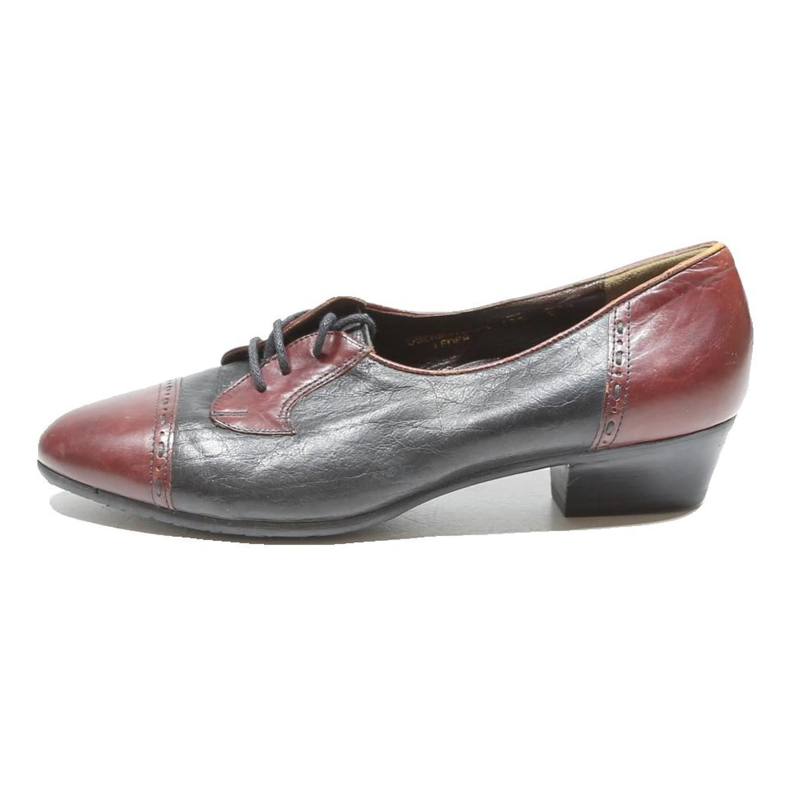 LEONARDO DA VINCI Womens Lace-Up Leather Two Tone Oxford Shoes UK 5 Elegant