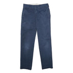 DICKIES Mens Polyester Blend Navy Slim Straight Trousers W28 L32 Workwear Zip
