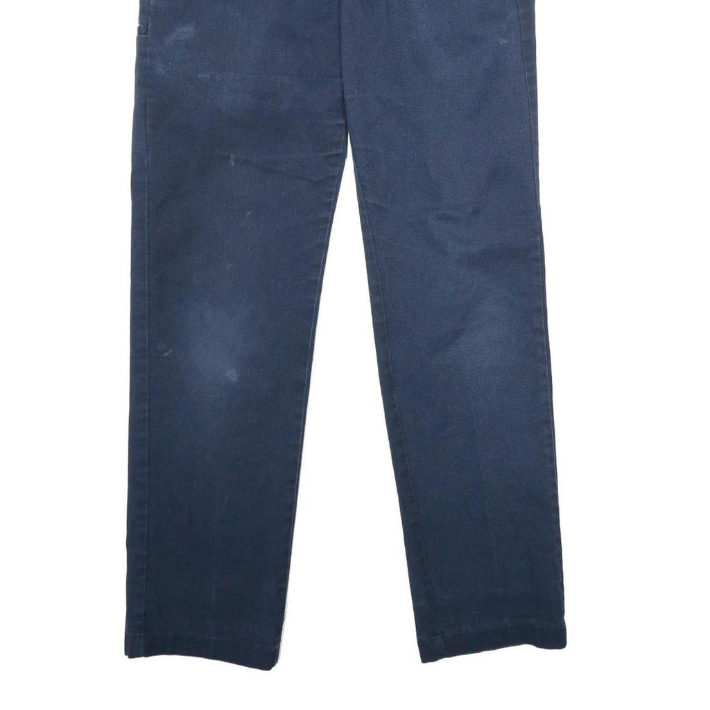 DICKIES Mens Polyester Blend Navy Slim Straight Trousers W28 L32 Workwear Zip