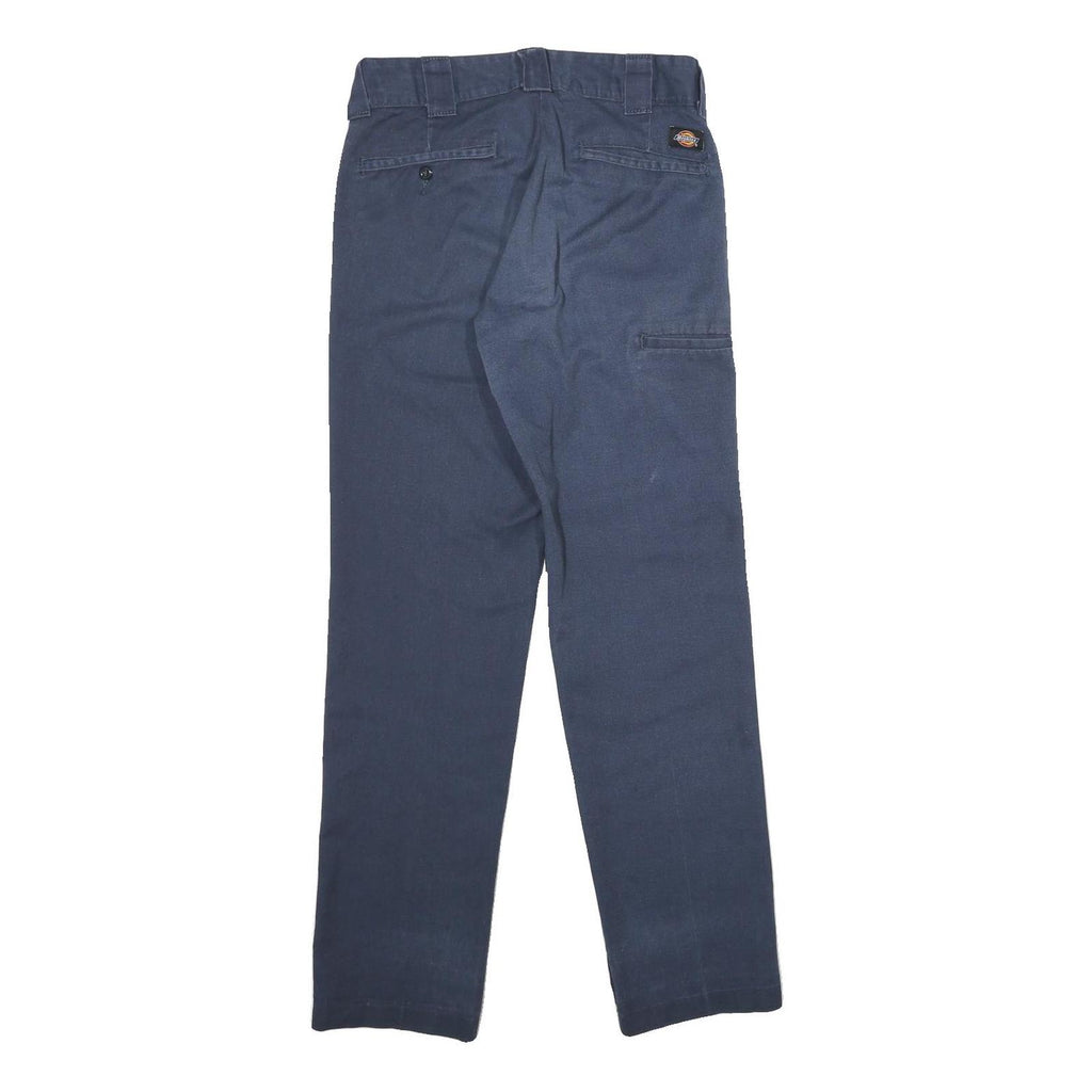 DICKIES Mens Polyester Blend Navy Slim Straight Trousers W28 L32 Workwear Zip