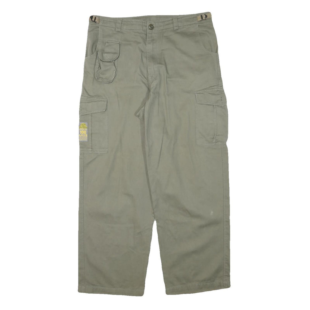 CAMAY Mens Cotton Blend Relaxed Beige Cargo Trousers W34 L28 Utility Pockets