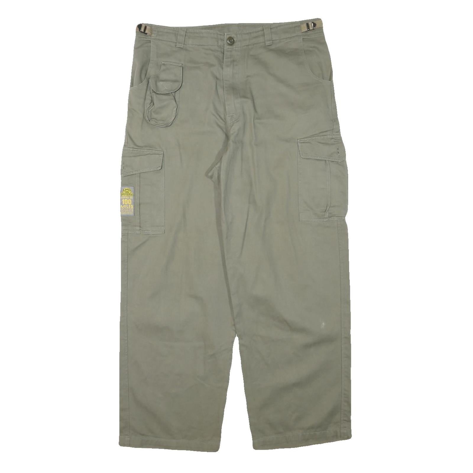 CAMAY Mens Cotton Blend Relaxed Beige Cargo Trousers W34 L28 Utility Pockets