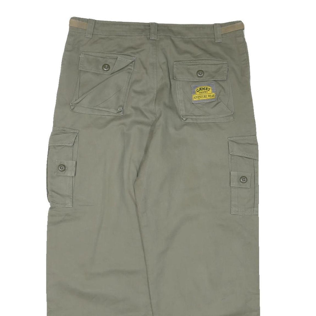CAMAY Mens Cotton Blend Relaxed Beige Cargo Trousers W34 L28 Utility Pockets