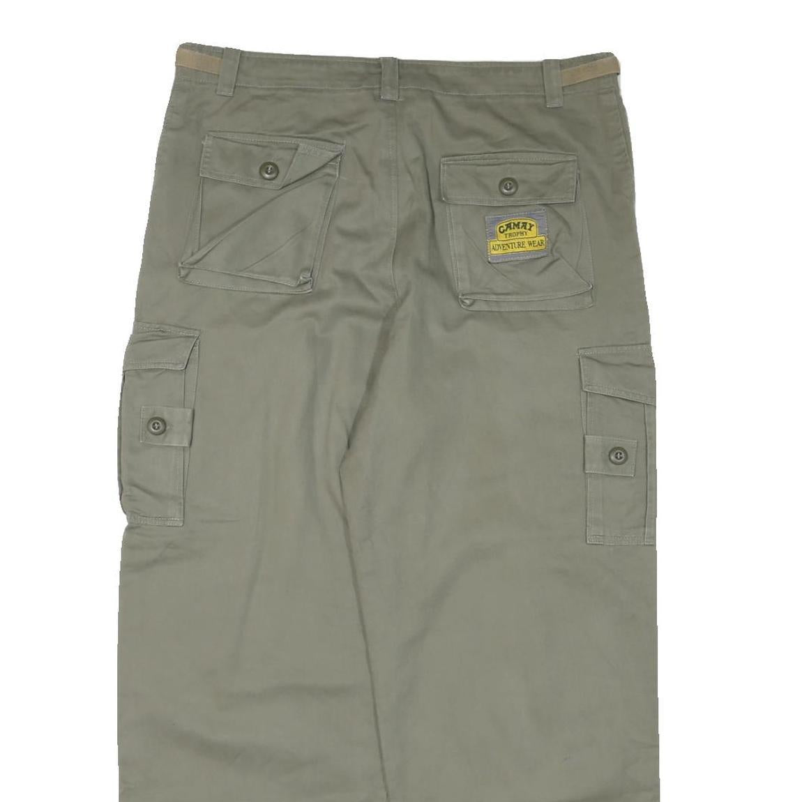 CAMAY Mens Cotton Blend Relaxed Beige Cargo Trousers W34 L28 Utility Pockets