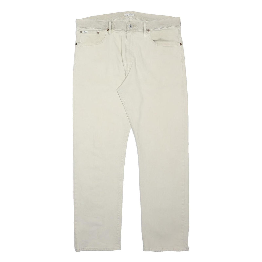 POLO RALPH LAUREN Mens Cotton Blend Beige Regular Fit Straight Leg Trousers W36