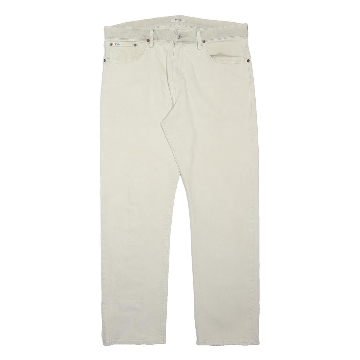 POLO RALPH LAUREN Mens Cotton Blend Beige Regular Fit Straight Leg Trousers W36