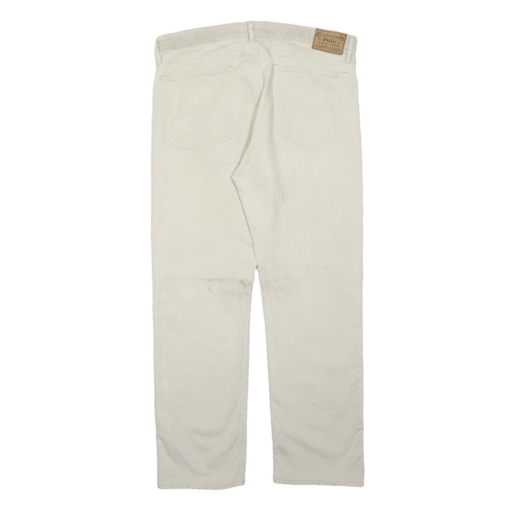 POLO RALPH LAUREN Mens Cotton Blend Beige Regular Fit Straight Leg Trousers W36