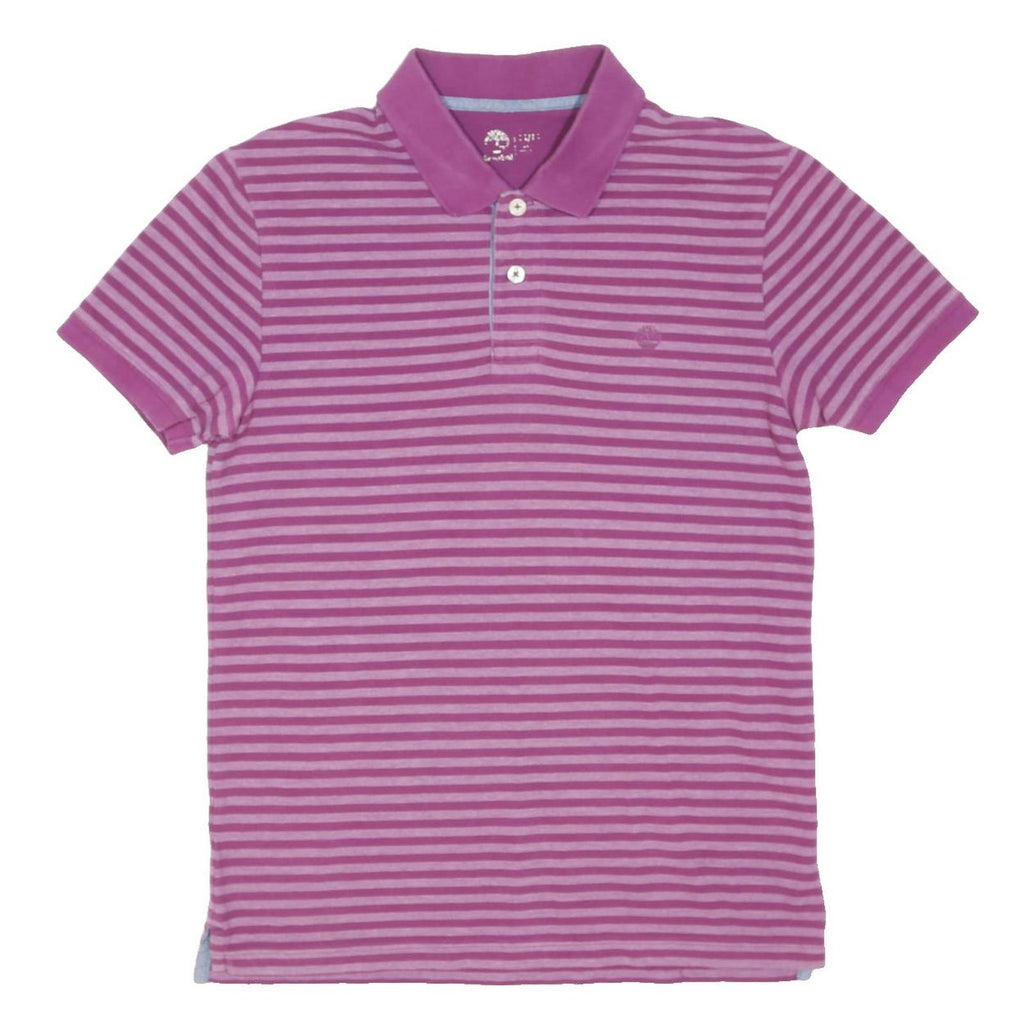 TIMBERLAND Mens Pink & Light Pink Striped Short Sleeve Polo Shirt M Cotton Blend