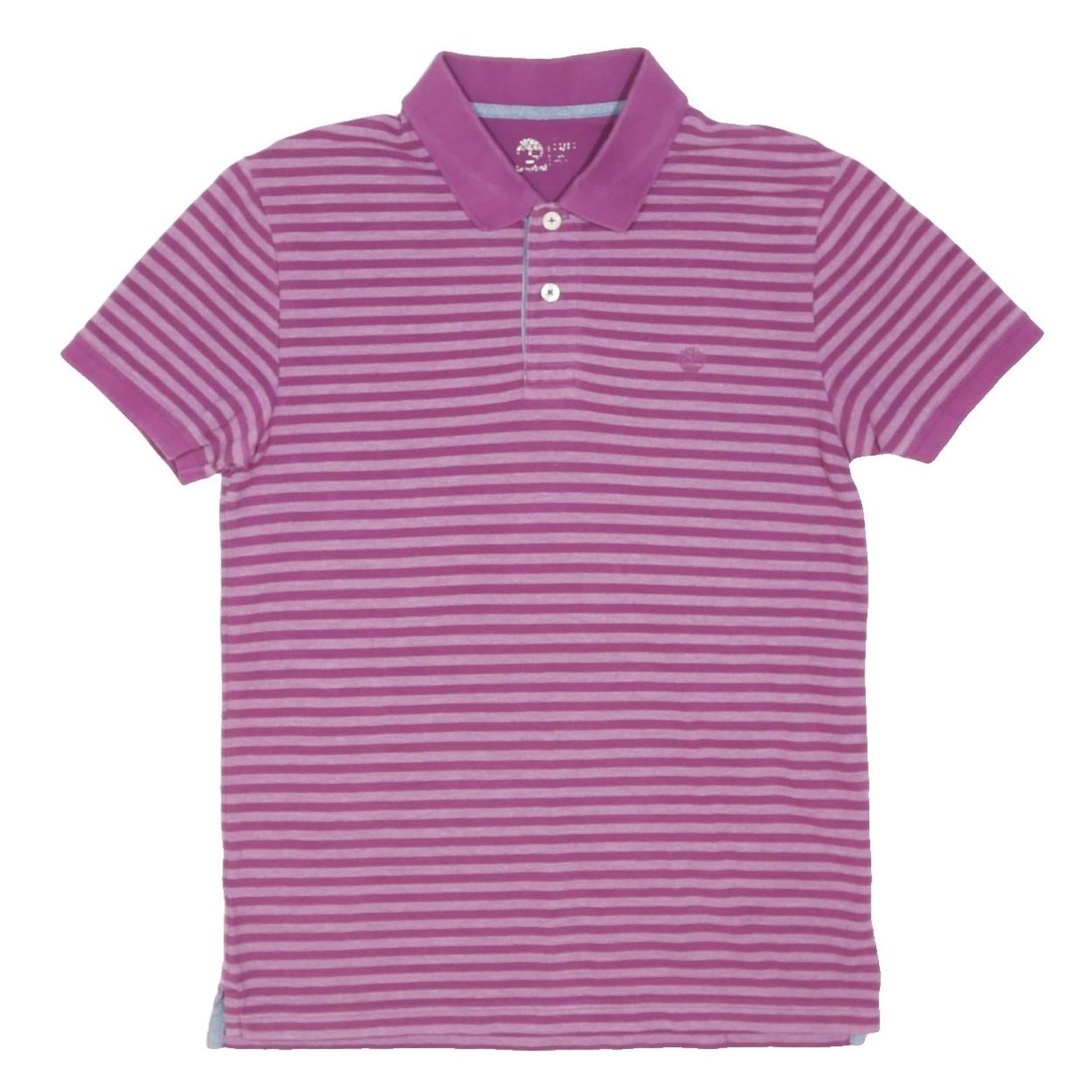 TIMBERLAND Mens Pink & Light Pink Striped Short Sleeve Polo Shirt M Cotton Blend