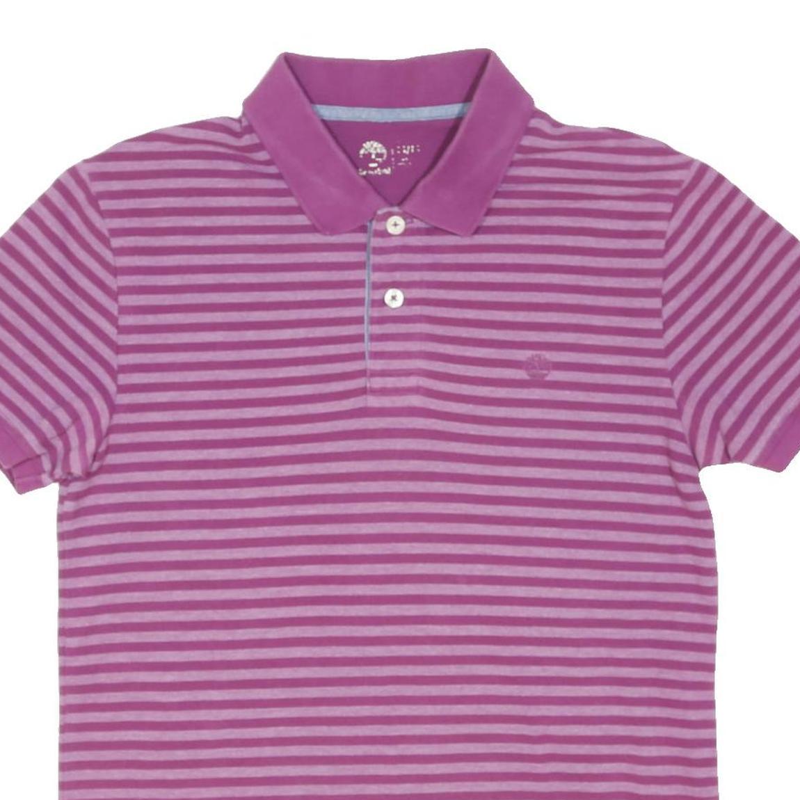 TIMBERLAND Mens Pink & Light Pink Striped Short Sleeve Polo Shirt M Cotton Blend