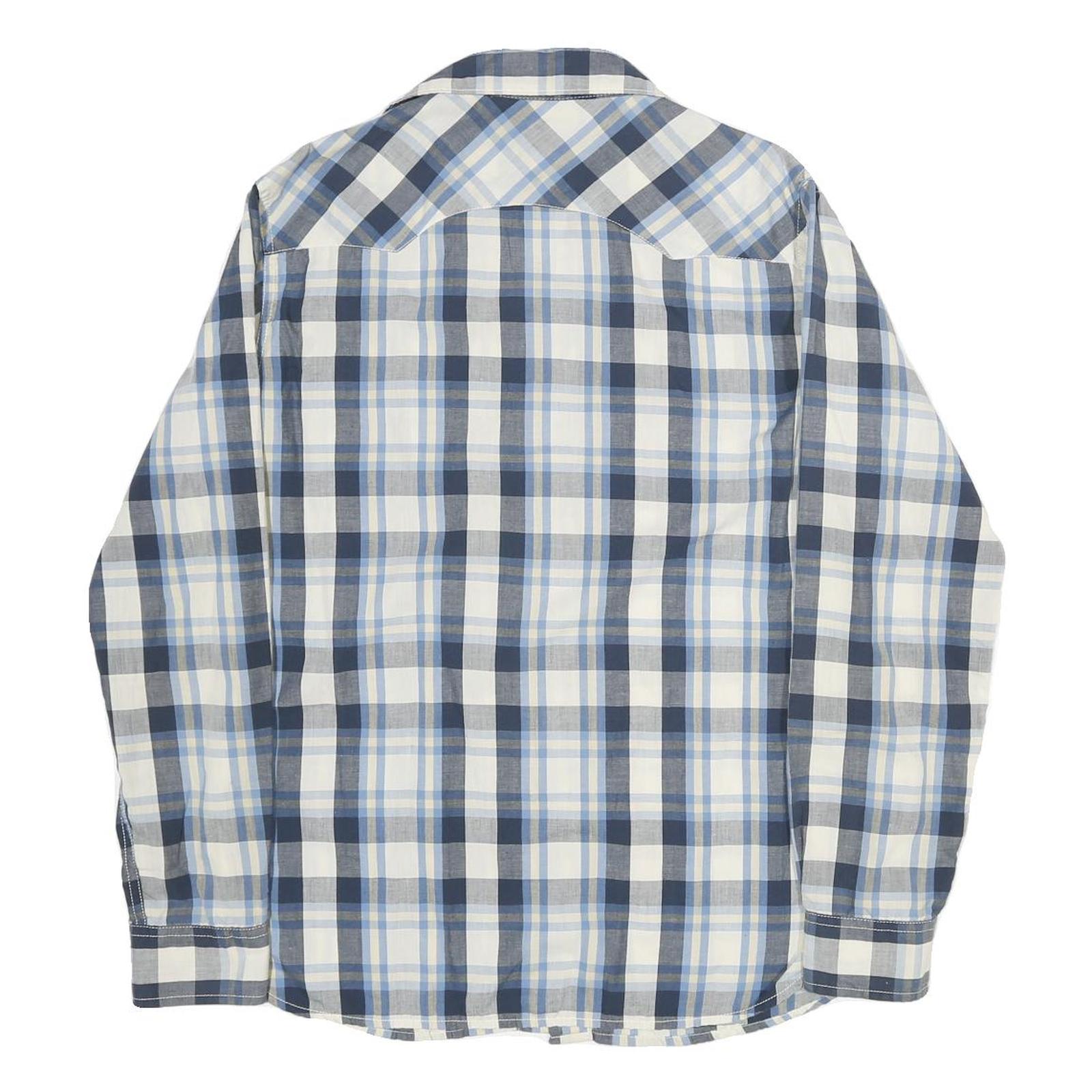 LEVI'S Mens Blue & White Plaid Cotton Shirt S Casual Long Sleeve Western Style
