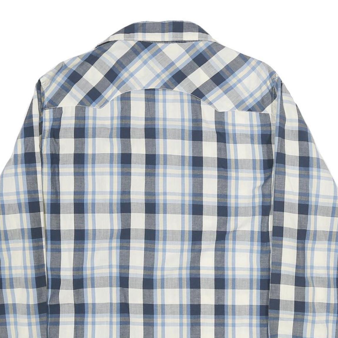 LEVI'S Mens Blue & White Plaid Cotton Shirt S Casual Long Sleeve Western Style