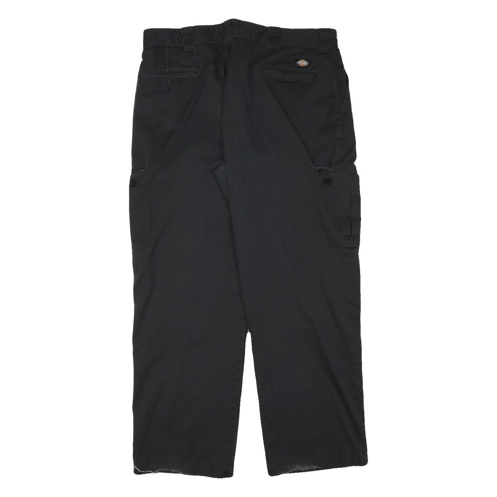 DICKIES Mens Cotton Blend Black Relaxed Straight Trousers W37 L30 Workwear