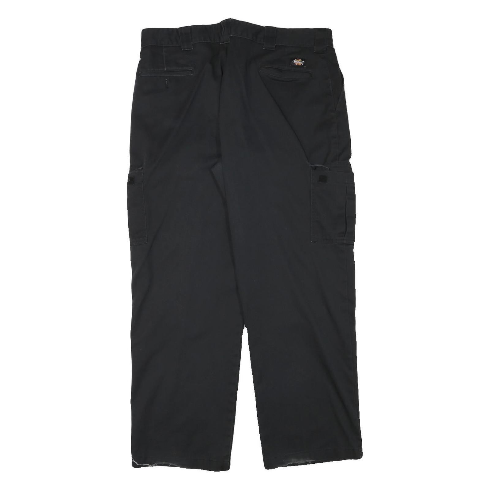 DICKIES Mens Cotton Blend Black Relaxed Straight Trousers W37 L30 Workwear
