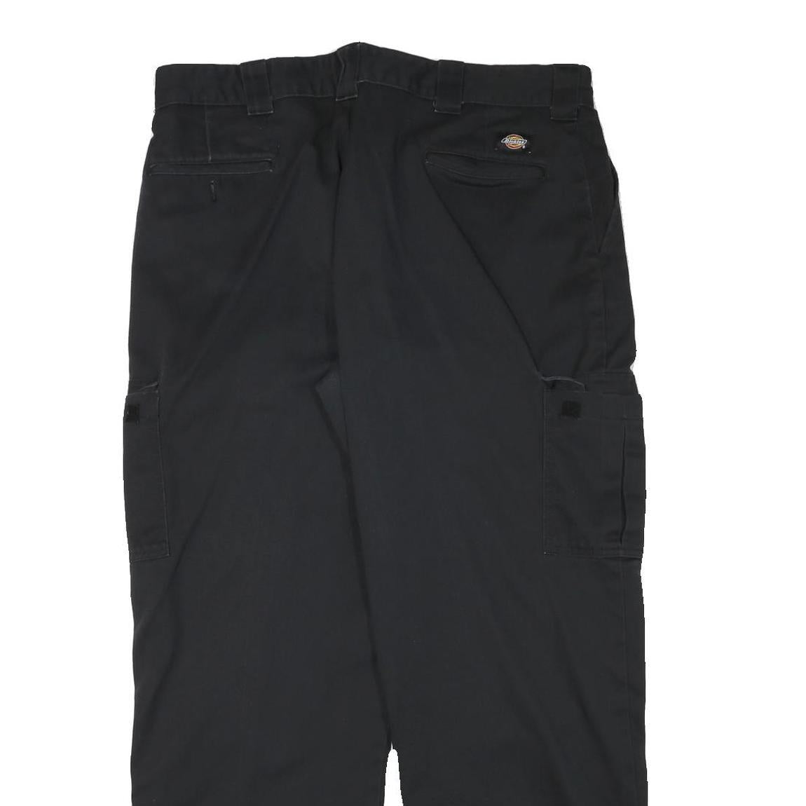 DICKIES Mens Cotton Blend Black Relaxed Straight Trousers W37 L30 Workwear