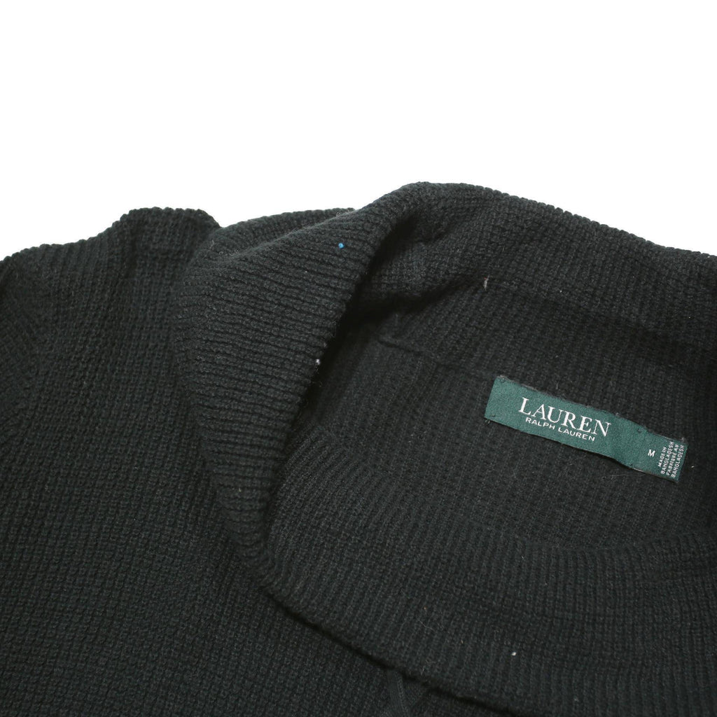 LAUREN RALPH LAUREN Womens Black Plain Pullover Crew Neck Basic Knit M Jumper