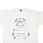HANES Mens White Family Bike Day XL Short Sleeve Round Neck Printed T-Shirt