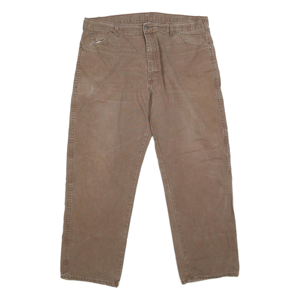 DICKIES Mens Brown Regular Straight Denim Jeans Cotton Blend W40 L30 Workwear
