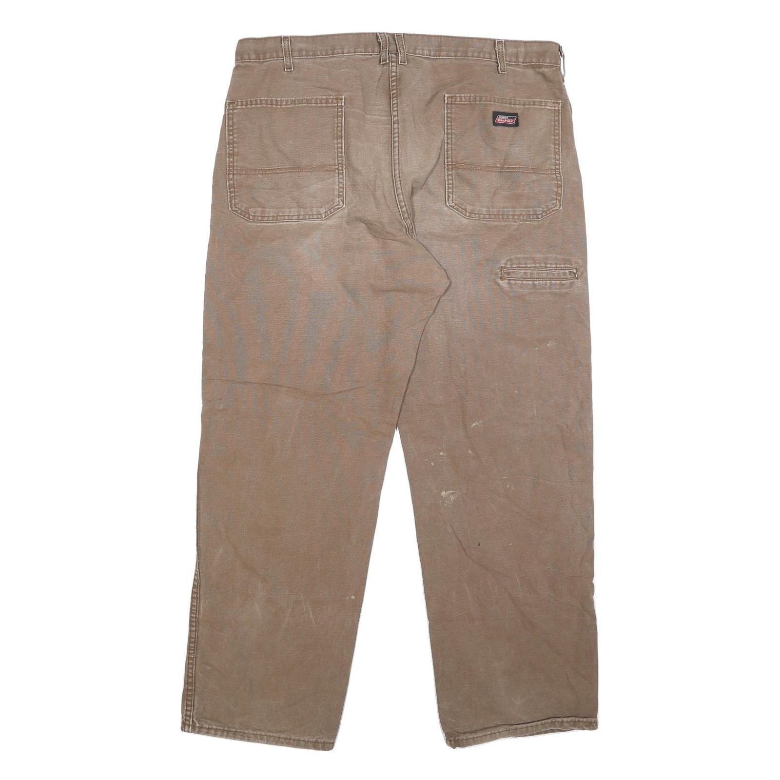 DICKIES Mens Brown Regular Straight Denim Jeans Cotton Blend W40 L30 Workwear